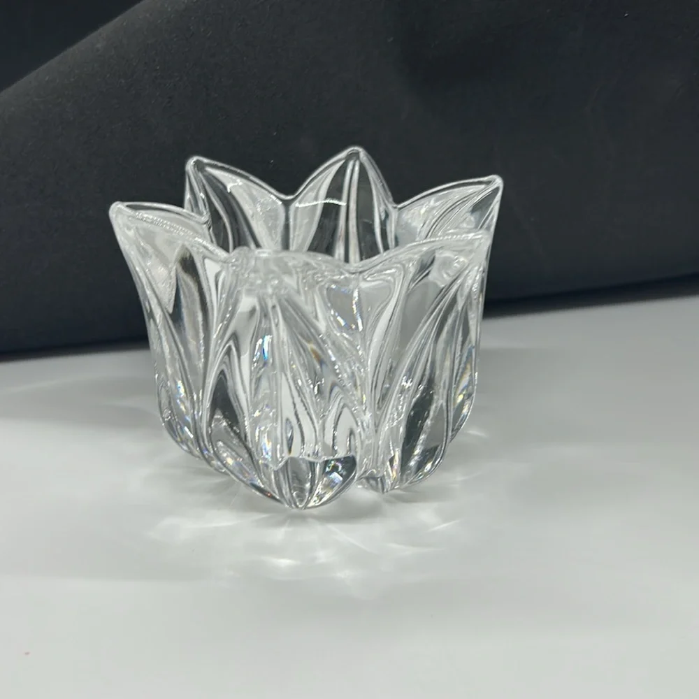 KOSTA BODA Crystal Clear Tulip Flower Votive Candle Holder Sweden 3 x 3 3/4